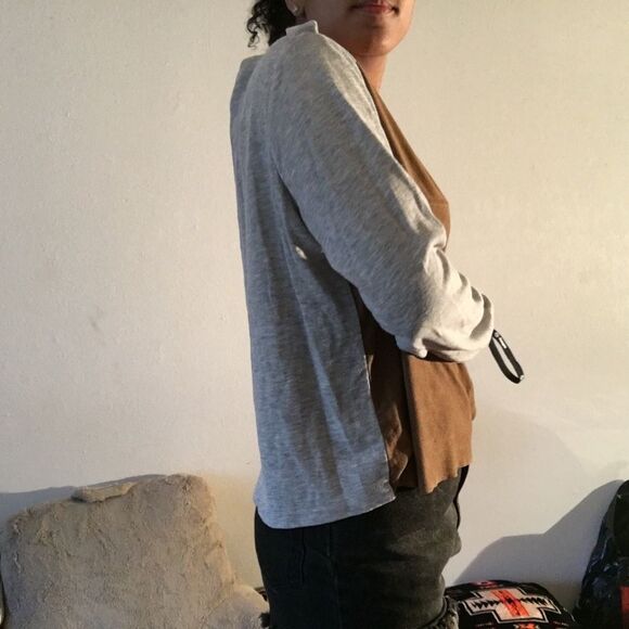 Brown and grey Suede sweater - Picture 6 of 7